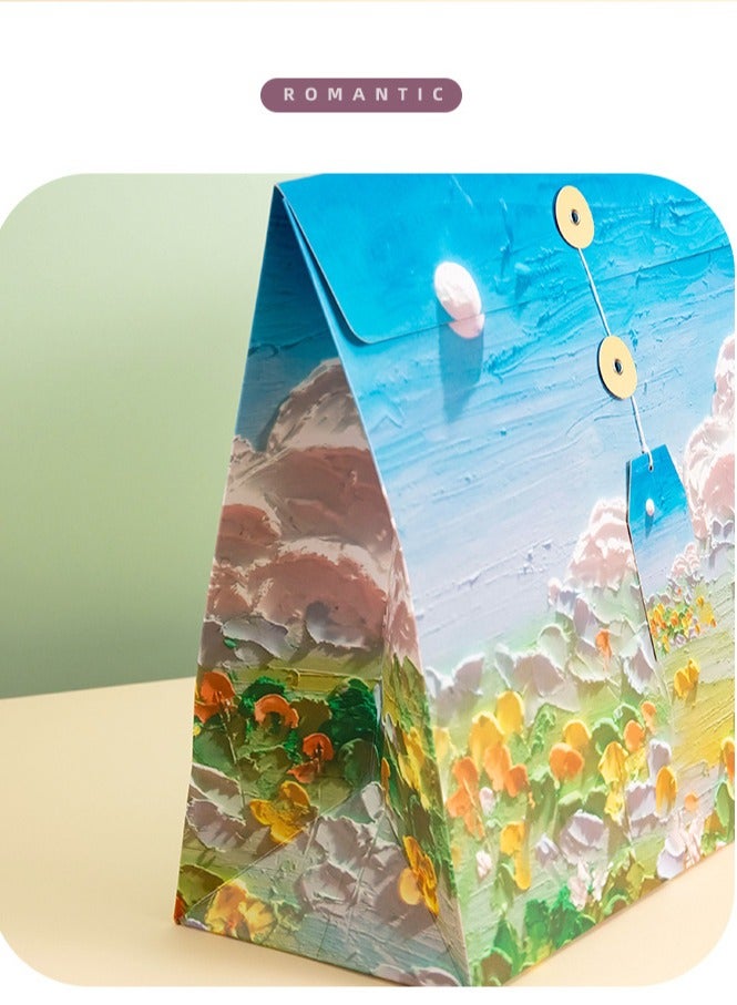 PAPERSAY 24cm Oil Painting Style National Day Gift Bag, Birthday Gift Box, Envelope Packaging Bag, Creative Paper Gift Bag, Holiday Gift Box, Gift Bag - Image 5